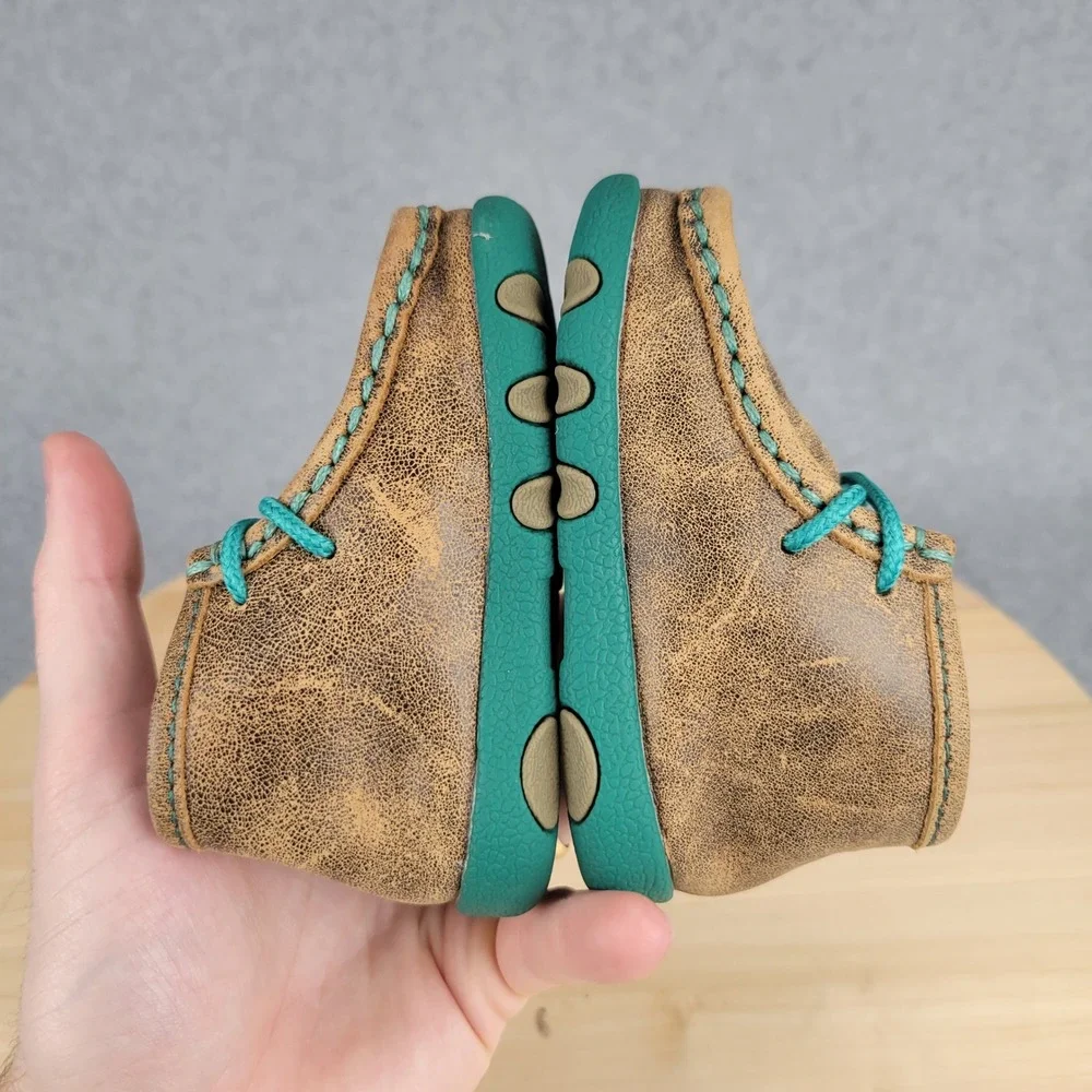 Twisted X Chukka Driving Mocs Infant 3M Brown Turquoise Leather ICA0008